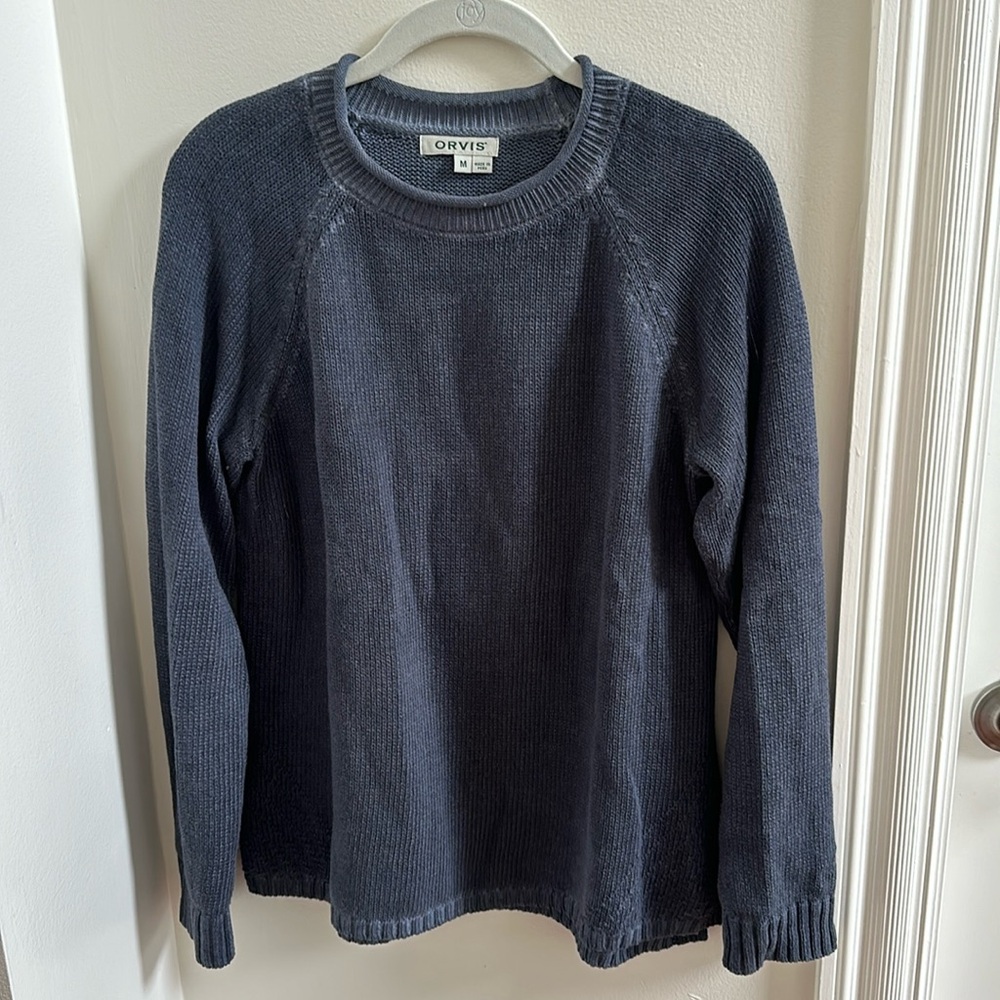 EUC Orvis roll neck sweater, smoky blue, Medium